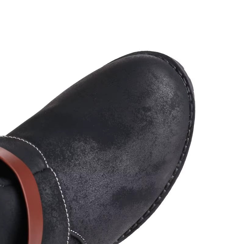 Marlies Grau Slouchy Kniehohe Stiefel für Damen | Veloursleder-Optik Strickbündchen Blockabsatz - EU 35-43