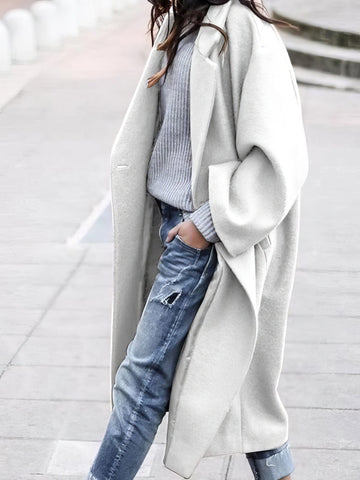 Zita Weiss Oversized Longline Wintermantel für Damen | Wickelkragen Fliessender Schnitt - S/M/L/XL/2XL/3XL/4XL