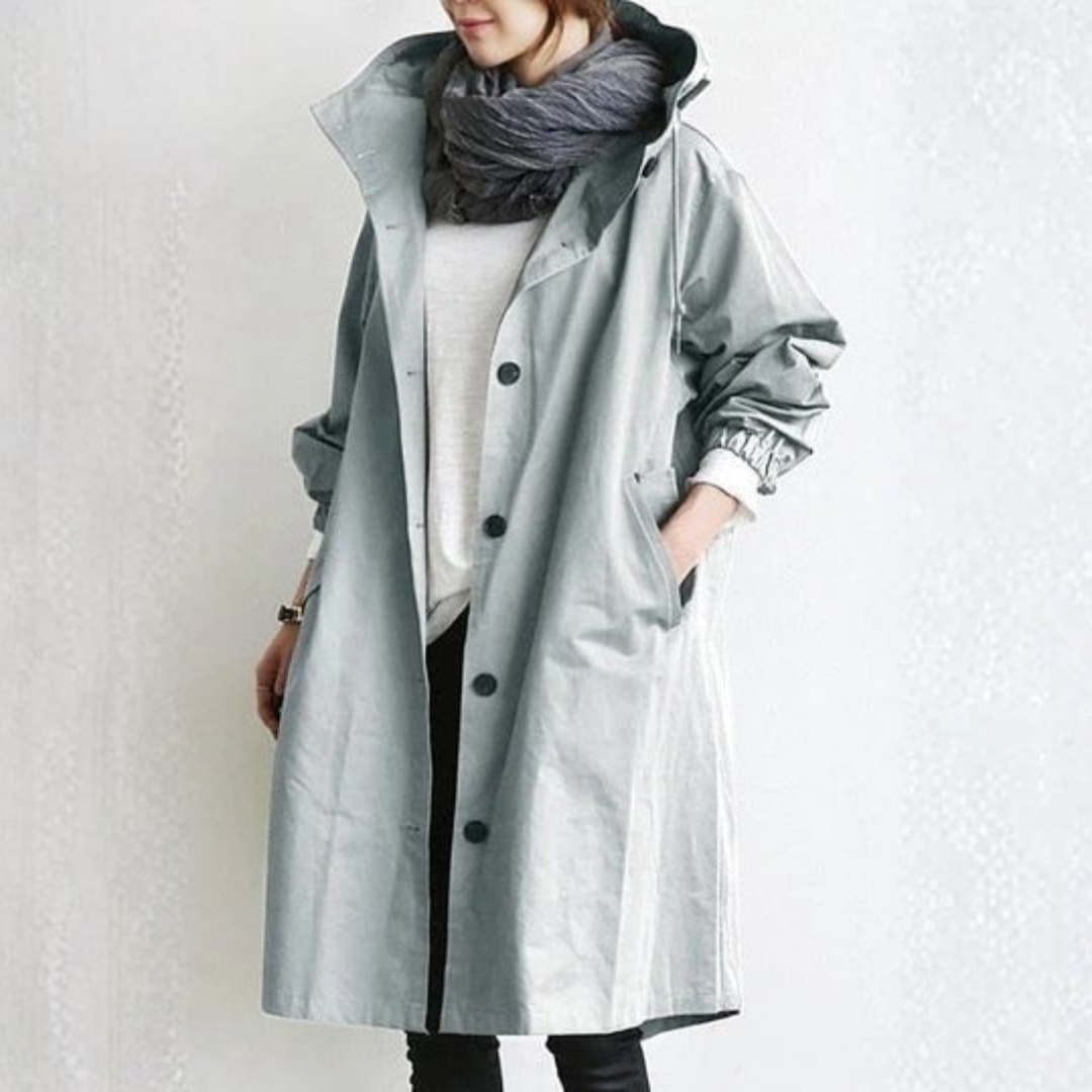 Lotti Khaki Wasserdichter Oversized Regenmantel mit Kapuze für Damen | Stadtlook Reise Alltag - S/M/L/XL/2XL/3XL/4XL/5XL