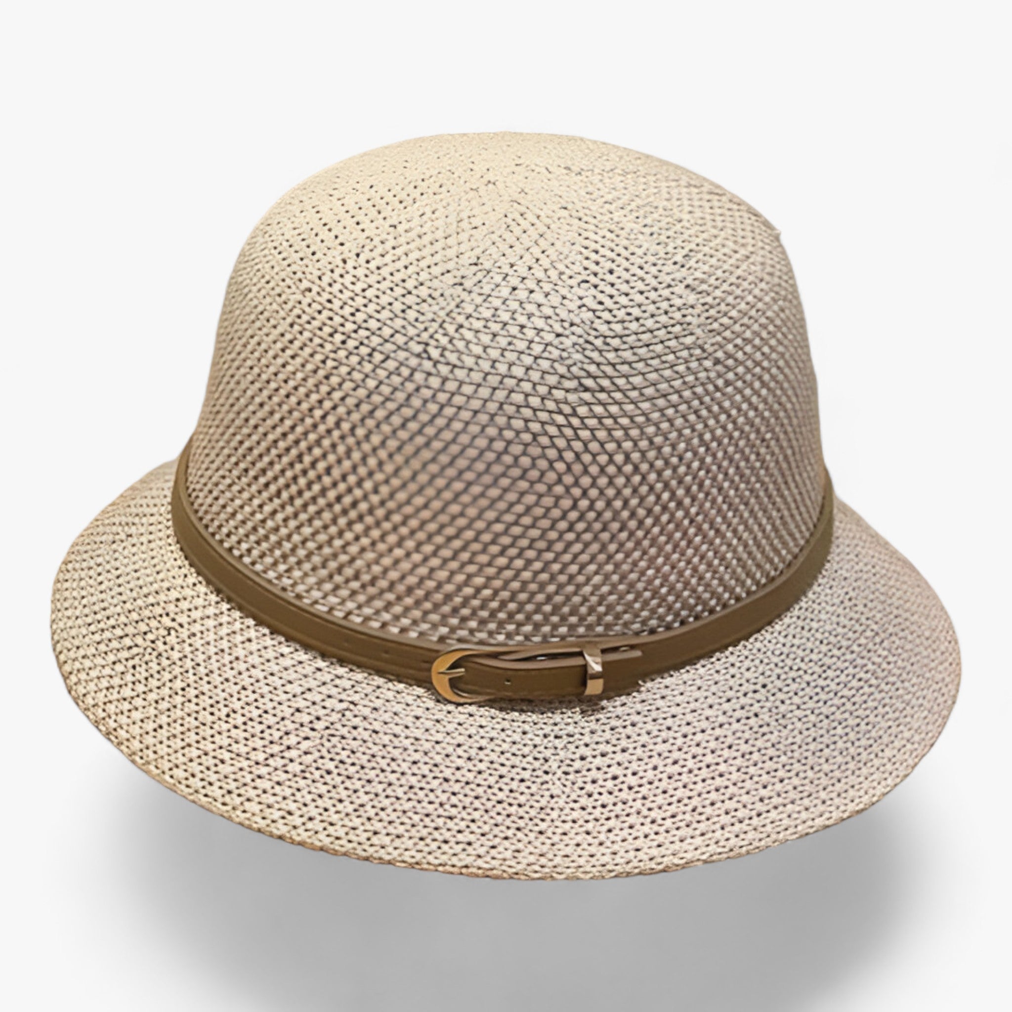 Franziska Khaki Faltbarer Sonnenhut mit UV-Schutz für Damen | Schnallengürtel-Zierband Sommer Casual