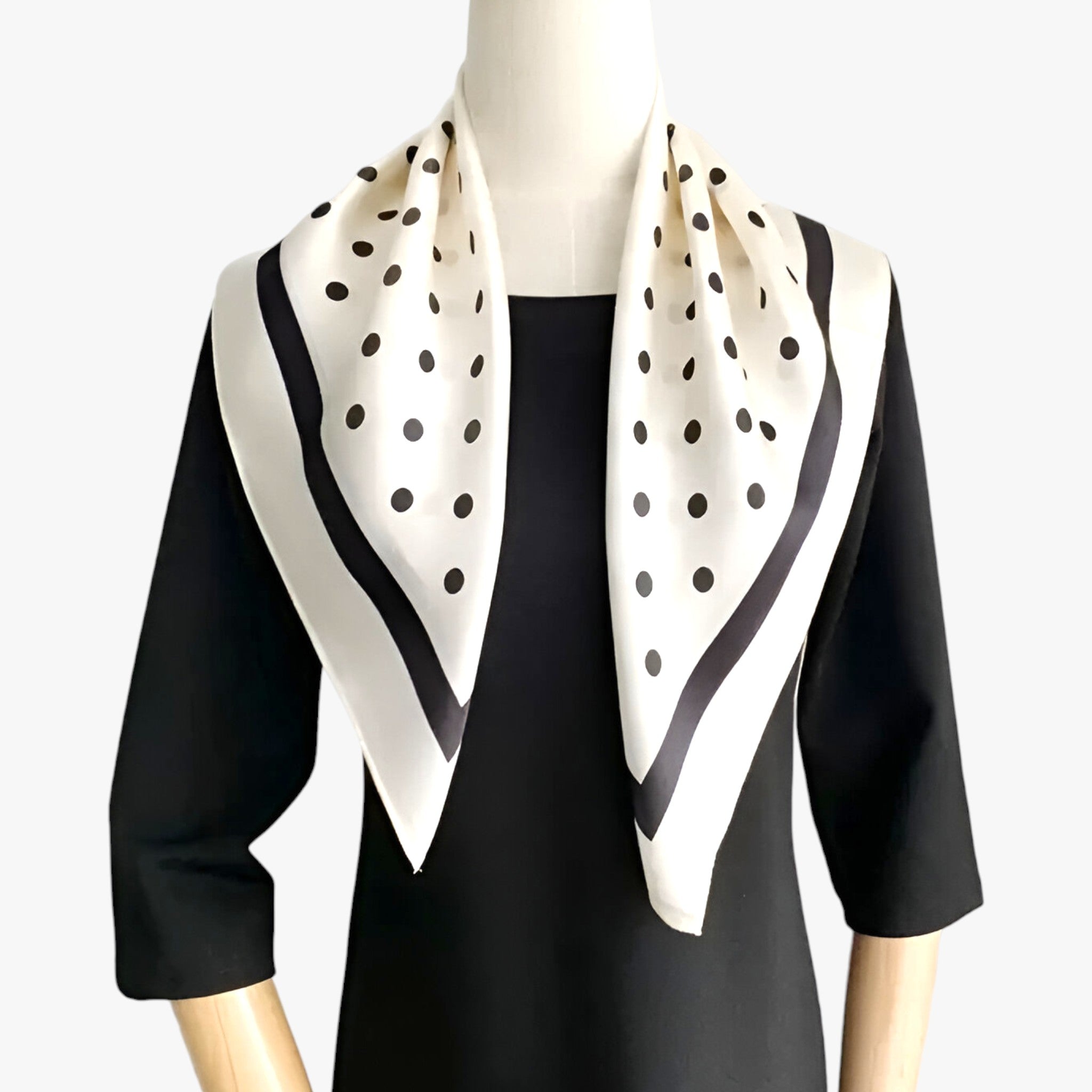 Vreni Gold Bedrucktes Seidentuch für Damen | Quadratisches Halstuch Satin-Optik Geometric Casual Stil