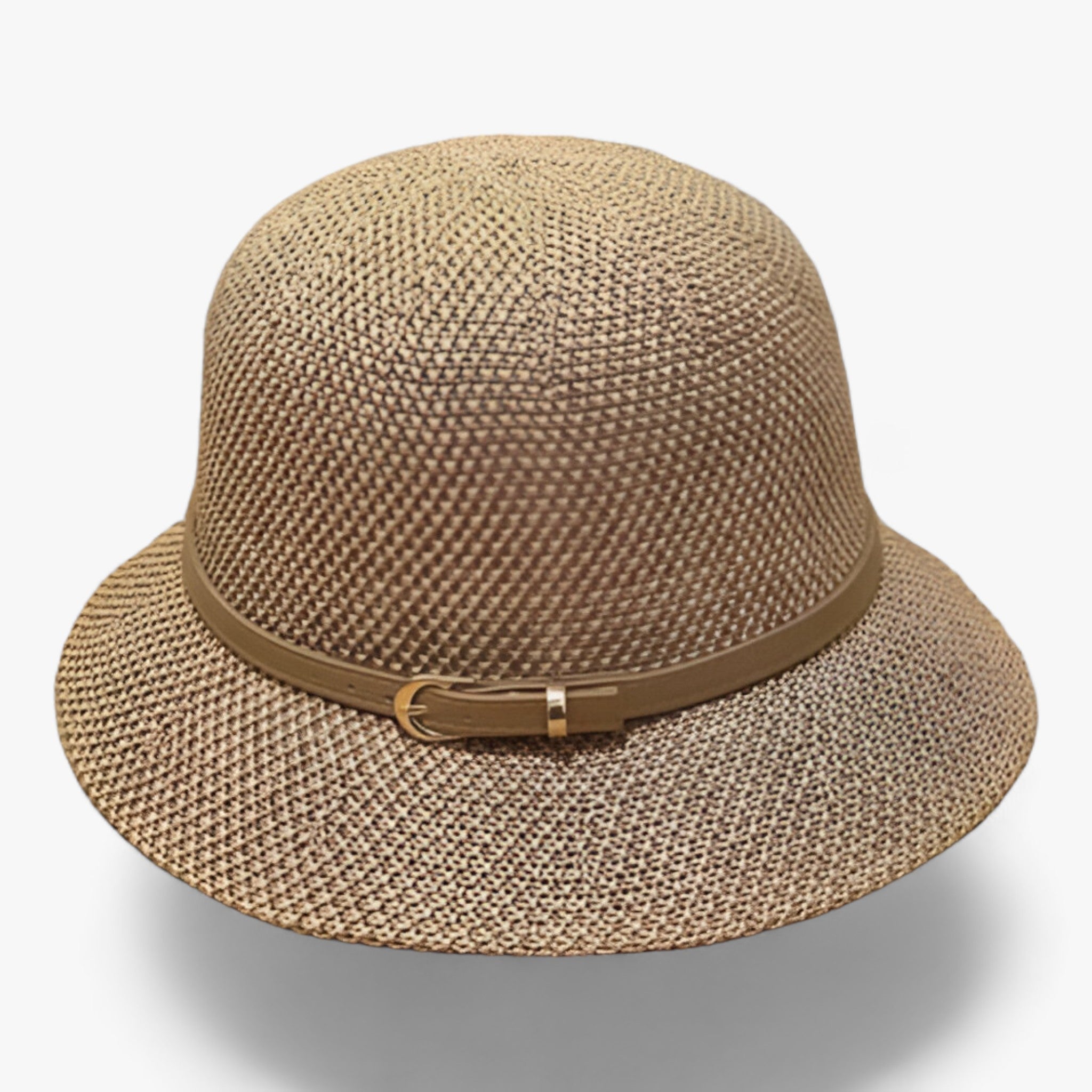 Franziska Khaki Faltbarer Sonnenhut mit UV-Schutz für Damen | Schnallengürtel-Zierband Sommer Casual