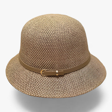 Franziska Khaki Faltbarer Sonnenhut mit UV-Schutz für Damen | Schnallengürtel-Zierband Sommer Casual