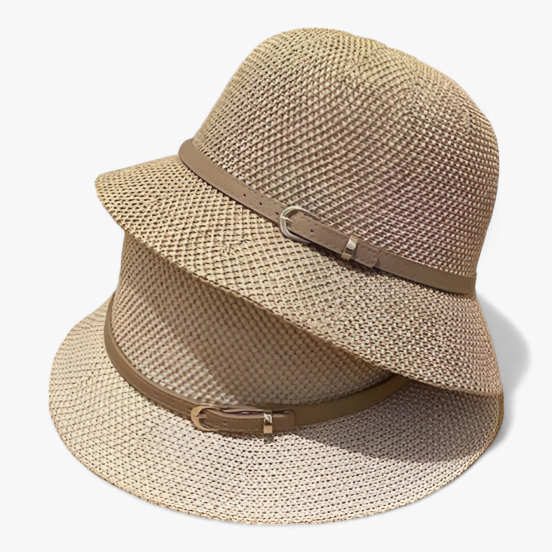 Franziska Khaki Faltbarer Sonnenhut mit UV-Schutz für Damen | Schnallengürtel-Zierband Sommer Casual