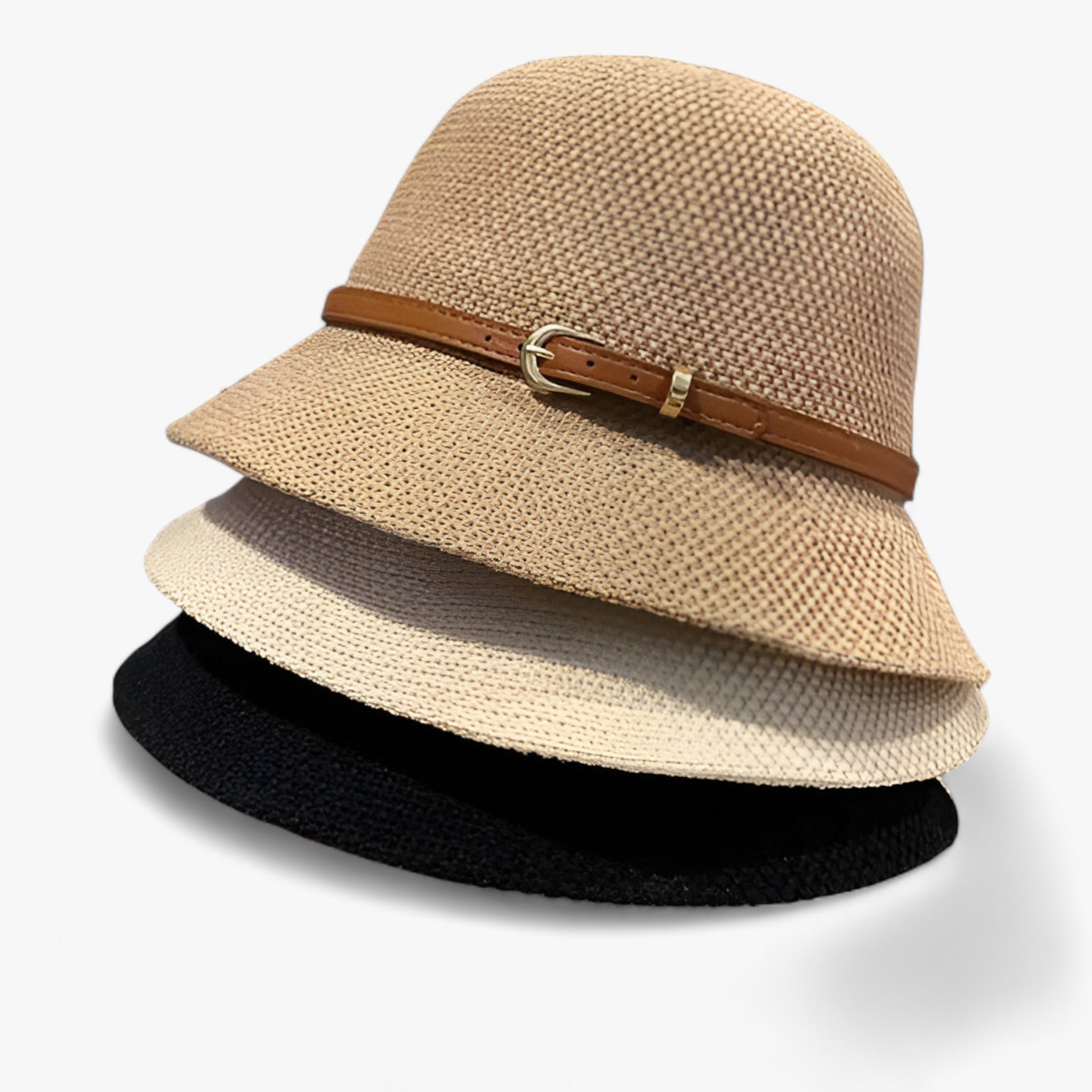 Franziska Khaki Faltbarer Sonnenhut mit UV-Schutz für Damen | Schnallengürtel-Zierband Sommer Casual