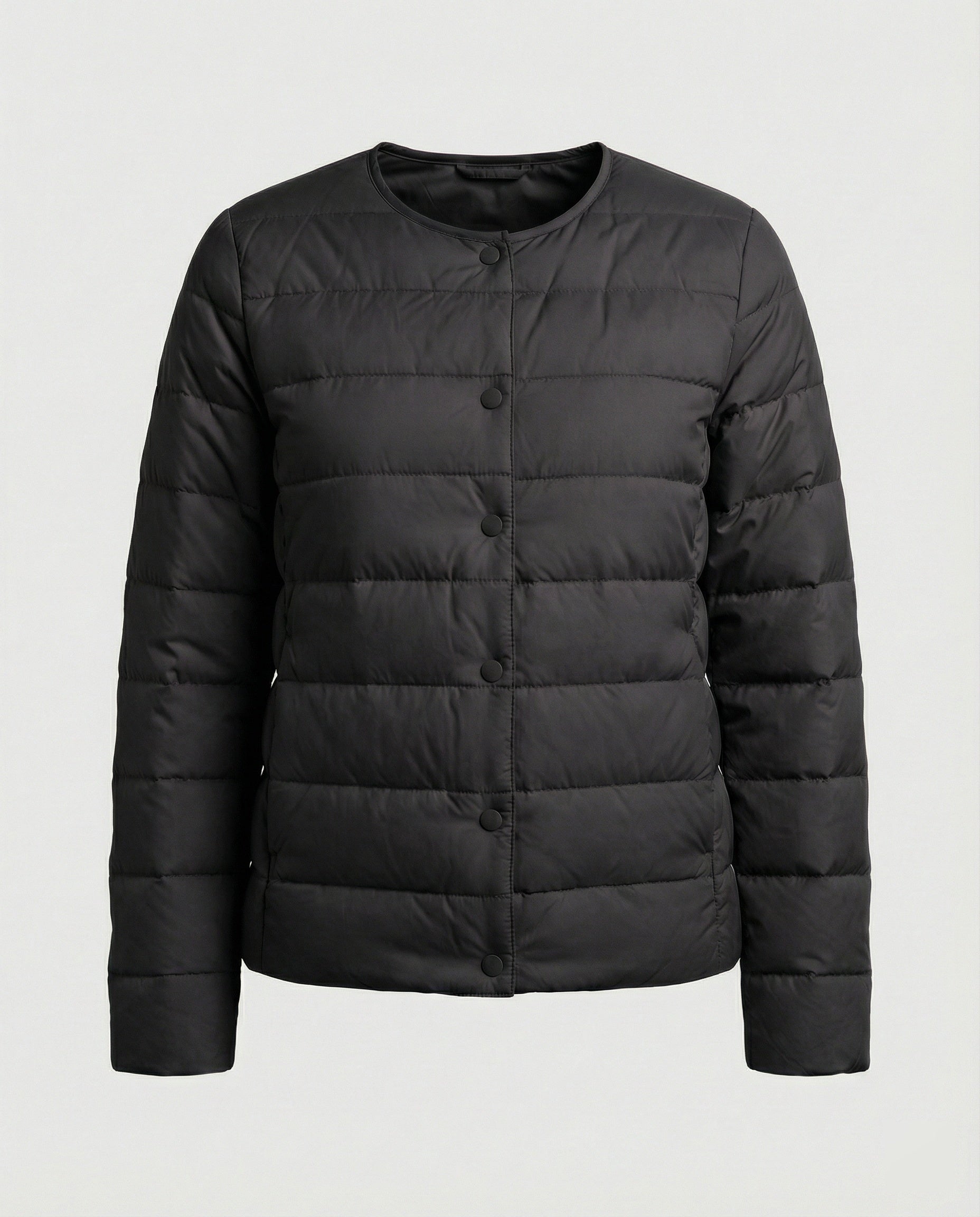 Monika Rosa Leichte Steppjacke für Damen | Kurzer Schnitt Druckknopf Übergangszeit - M/L/XL/2XL/3XL/4XL