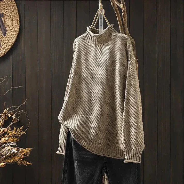 Monika Grün Oversized Rollkragen-Strickpullover für Damen | Warmer Oversized Stil | Herbst Winter - S/M/L/XL/2XL