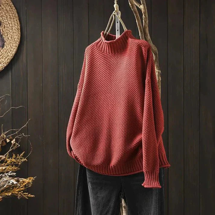 Monika Grün Oversized Rollkragen-Strickpullover für Damen | Warmer Oversized Stil | Herbst Winter - S/M/L/XL/2XL