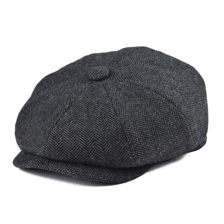 Roland Grün Vintage Schiebermütze mit Fischgrätmuster für Herren | Retro Stil Casual - Einheitsgrösse mit Kordelzug