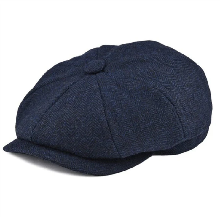 Roland Grün Vintage Schiebermütze mit Fischgrätmuster für Herren | Retro Stil Casual - Einheitsgrösse mit Kordelzug