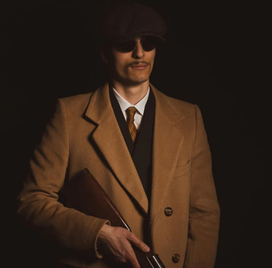 Roland Grün Vintage Schiebermütze mit Fischgrätmuster für Herren | Retro Stil Casual - Einheitsgrösse mit Kordelzug