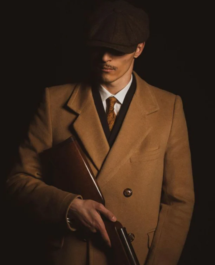 Roland Grün Vintage Schiebermütze mit Fischgrätmuster für Herren | Retro Stil Casual - Einheitsgrösse mit Kordelzug