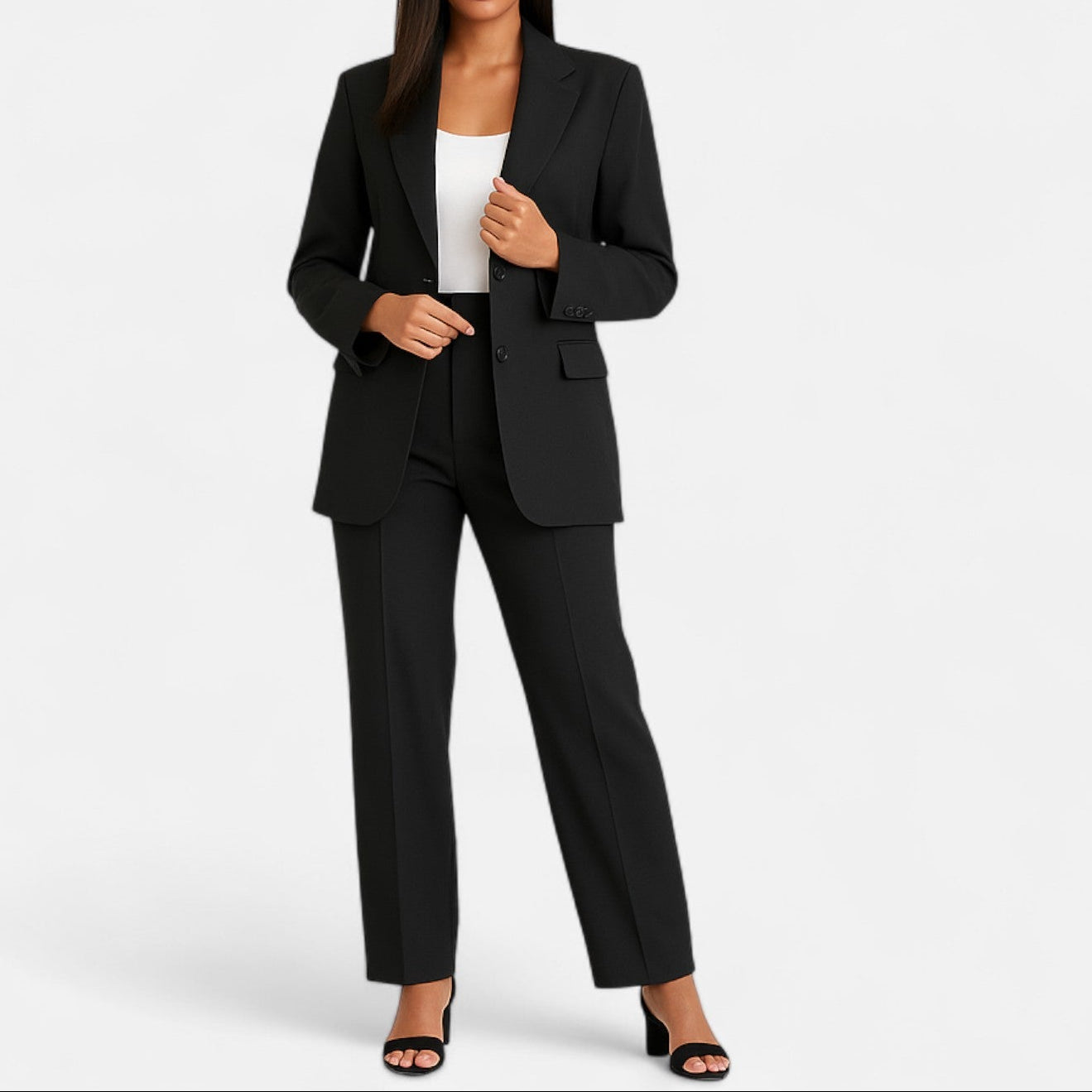 Regula Schwarz Zweiteiliges Blazer-Set für Damen | Tailored Longline-Blazer und Hose - S/M/L/XL | Elegant und selbstbewusst | Business und Events