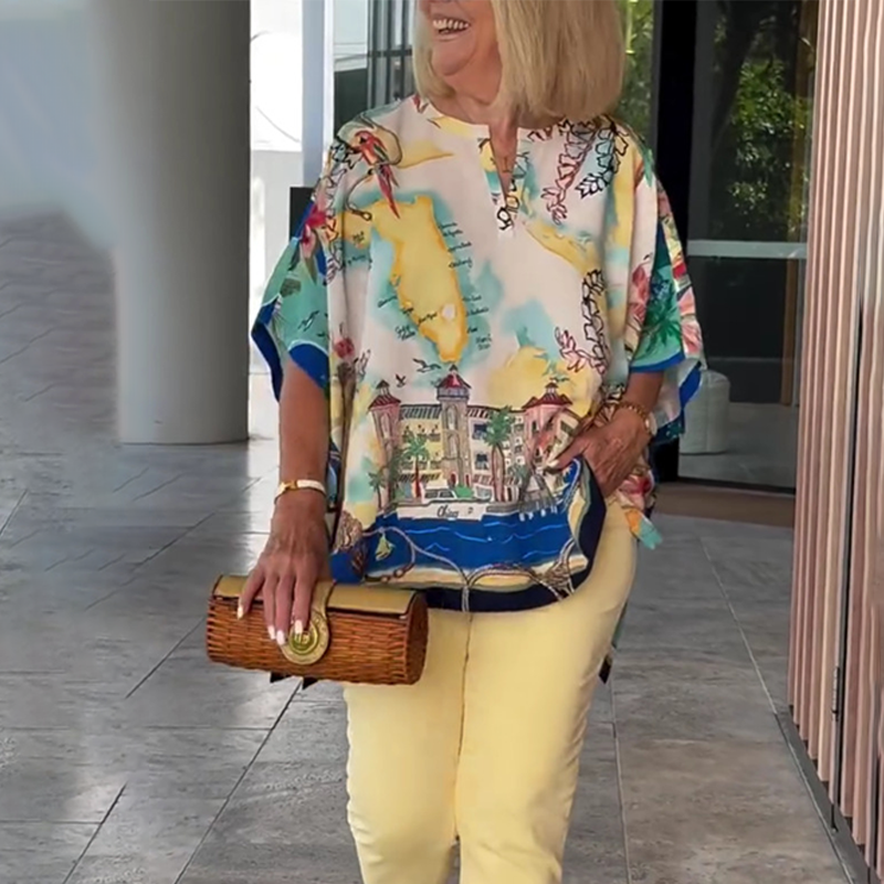 Monika Schwarz Floral Kaftan-Top für Damen | Leichter Fledermausärmel-Schnitt | Sommeroutfit - S/M/L/XL/2XL/3XL