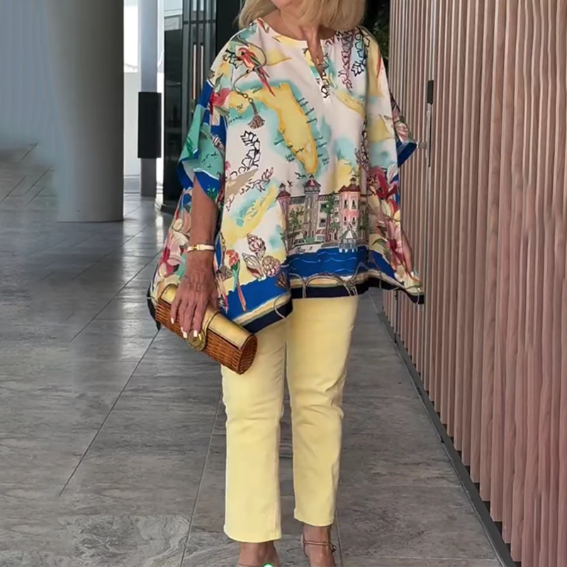 Monika Schwarz Floral Kaftan-Top für Damen | Leichter Fledermausärmel-Schnitt | Sommeroutfit - S/M/L/XL/2XL/3XL
