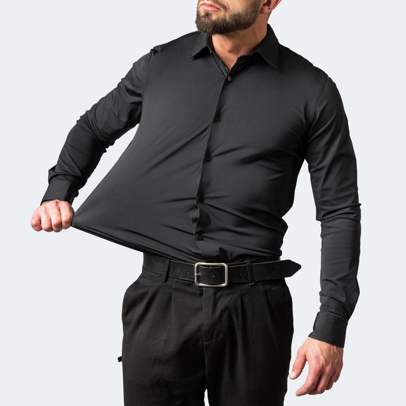 Kurt Schwarz Knitterfreies Slim-Fit Langarmhemd für Herren | Stretch und schnelltrocknend | Büro und Reisen - S-4XL