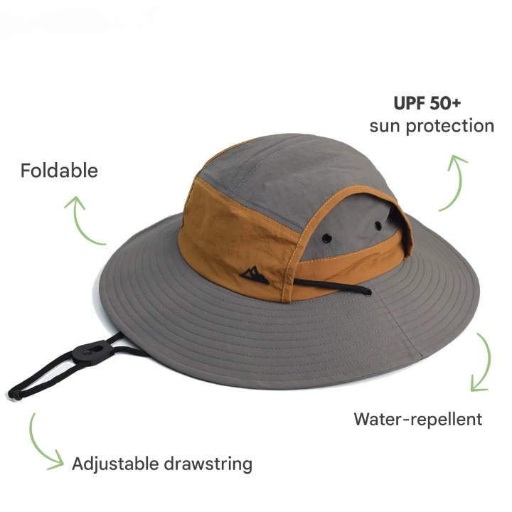 Willi Camel Faltbarer Outdoor-Sonnenhut mit UPF 50+ UV-Schutz | Atmungsaktiv Breite Krempe Verstellbar - Einheitsgrösse
