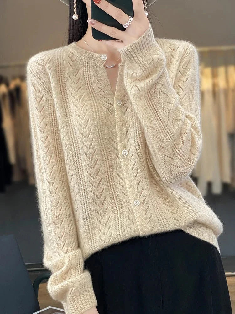 Zhya | Weiche Wollstrickjacke für Damen