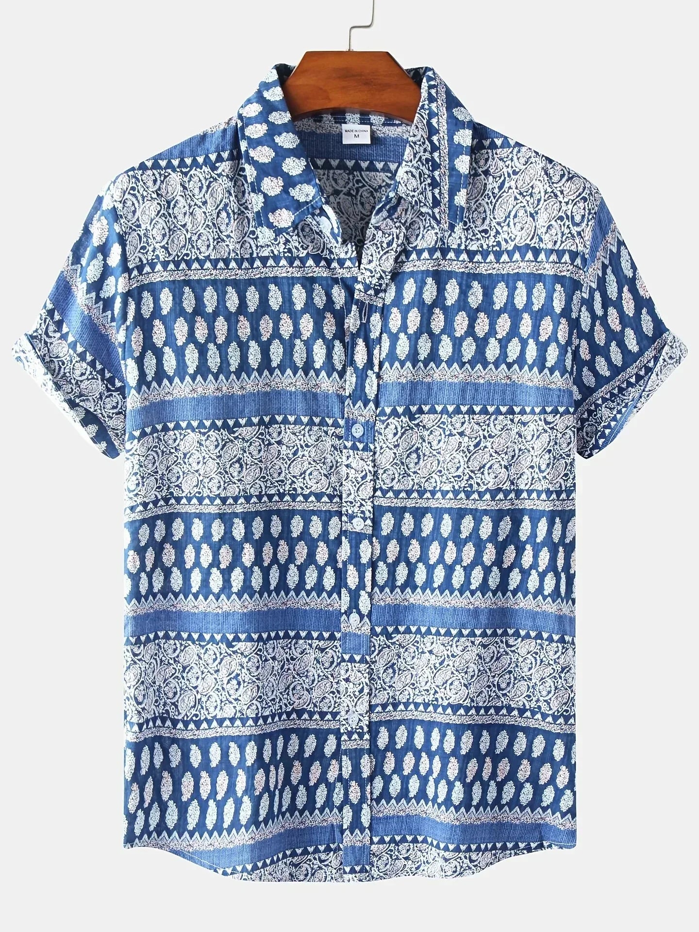 Hansruedi Blau Tropisches Blumendruck Hawaii-Hemd für Herren | Lockere Passform Sommerhemd | Urlaub und Strand - S-4XL