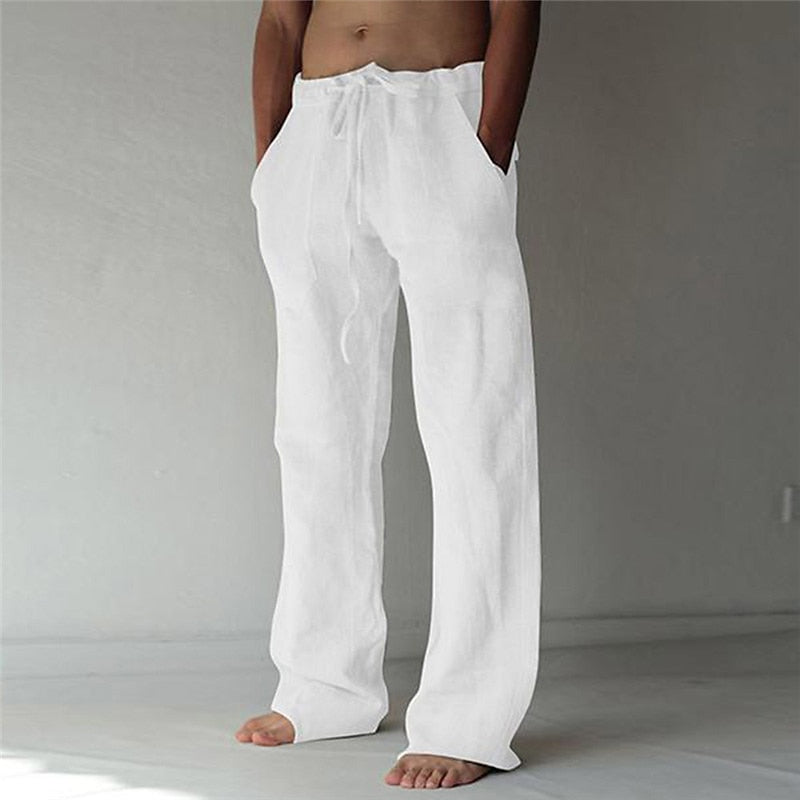 Hansruedi Weiss Leinenmischung Weite Hose für Herren | Luftig Locker Fit | Sommer Freizeit - S/M/L/XL/2XL/3XL/4XL/5XL