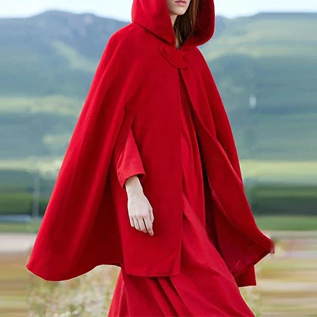 Regula Rot Vintage Kapuzenumhang für Damen | Cape mit Kapuze Festlich - S/M/L/XL