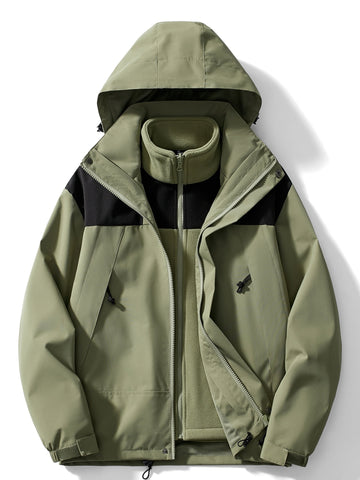 Ilse Grün Wasserdichte Thermo 3-in-1 Winterjacke mit Kapuze für Damen | Fleece Innenjacke Outdoor Winter - XS/S/M/L/XL/2XL
