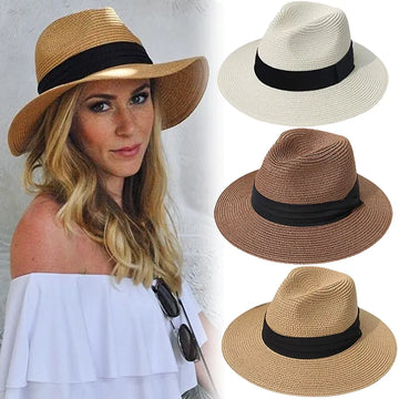Werner Khaki Geflochtener Strohhut UPF50+ Sonnenschutz für Damen und Herren | Faltbarer Panama-Stil Sommer - 56-58 cm